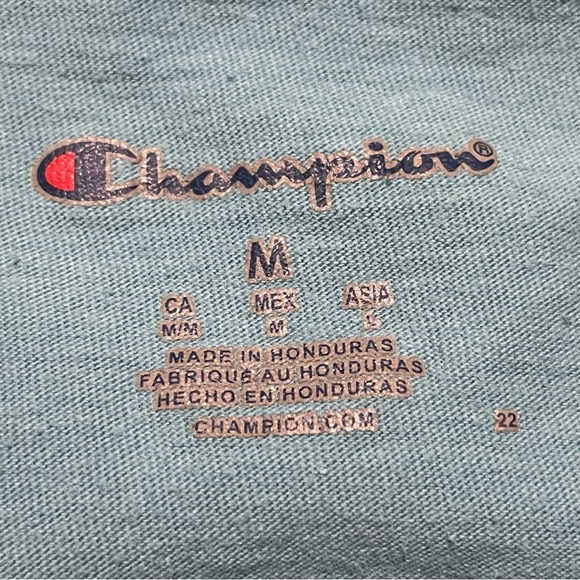 Champion Men’s Light Blue Logo Graphic Print Short Sleeve Crewneck Tee Size M - Picture 4 of 5